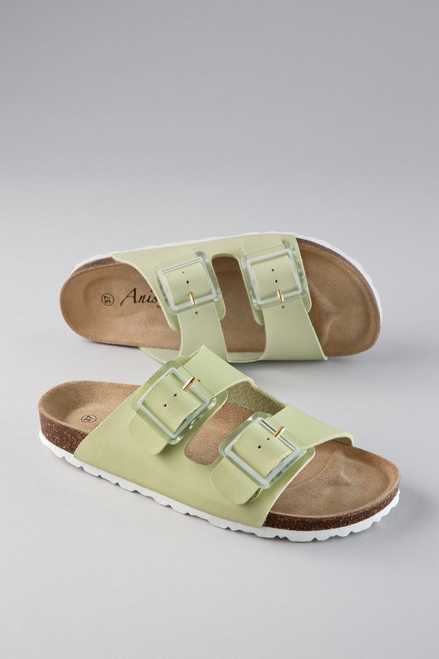 Aniston SHOES Pantolette Sommerschuh, Hausschuh, Strandschuh - NEUE KOLLEKTION (grün)