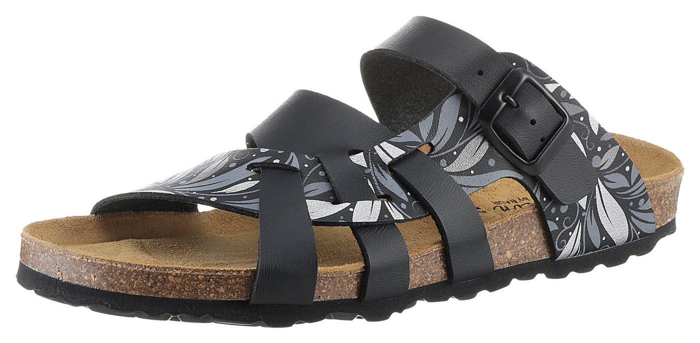 Aniston SHOES Pantolette, Sommerschuh, Schlappen mit verstellbaren Schnallen (schwarz)