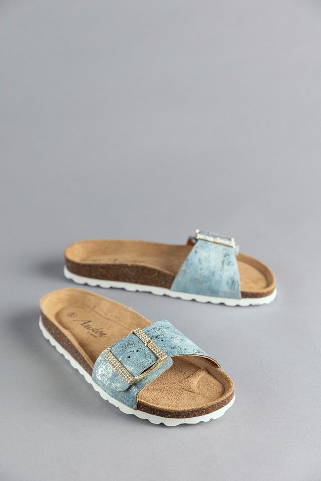 Aniston SHOES Pantolette, Sommerschuh, Strandschuh, Glitzersteine - NEUE KOLLEKTION (blau)