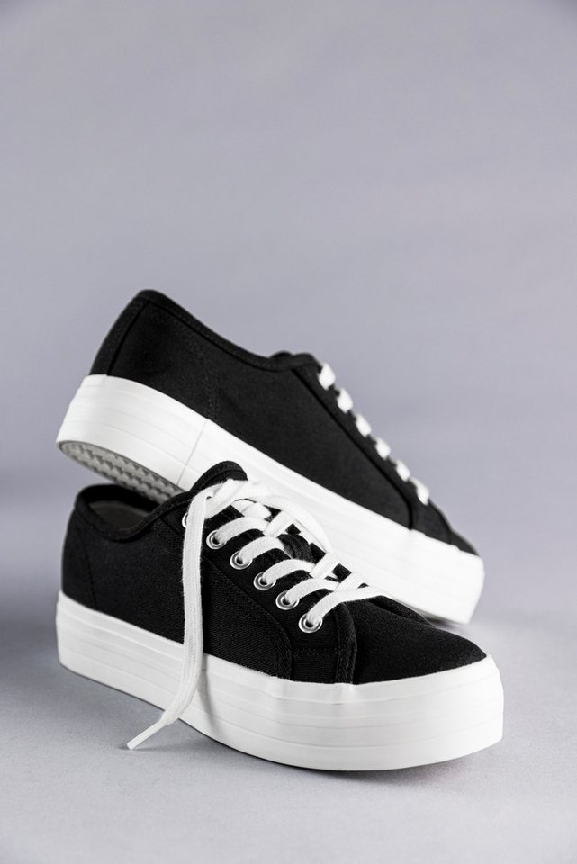 Aniston SHOES Plateausneaker, Freízeitschuh, Basic-Sneaker, Schnürschuh - NEUE KOLLEKTION (schwarz/weiß)