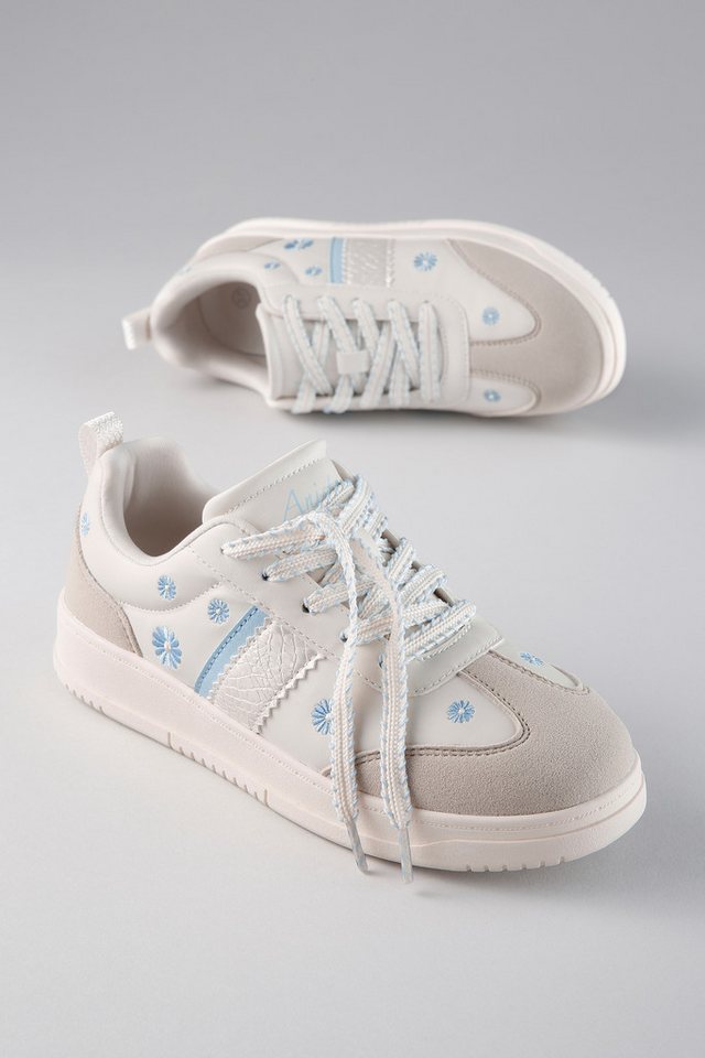 Aniston SHOES Plateausneaker Schnürschuh, Freizeitschuh mit Blumenstickerei - NEUE KOLLEKTION