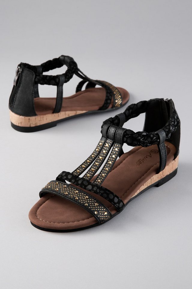 Aniston SHOES Riemchensandale Sommerschuh, Sandalette - NEUE KOLLEKTION (gold/schwarz)