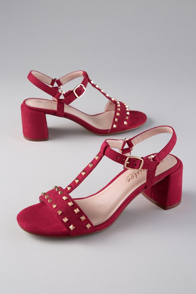 Aniston SHOES Riemchensandalette Sommerschuh, Blockabsatz, Nietenverzierung - NEUE KOLLEKTION (gold/rot)
