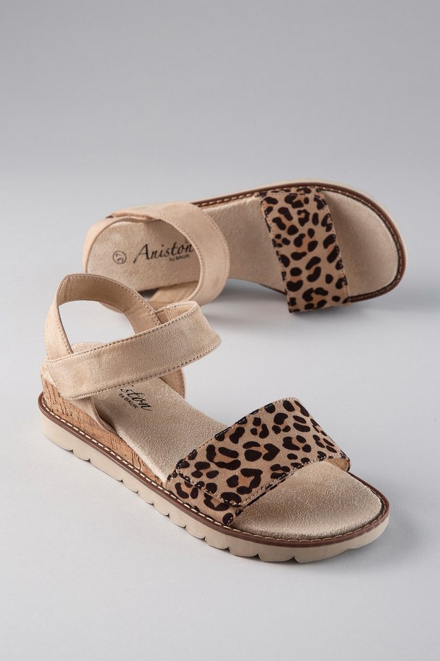 Aniston SHOES Sandale Sommerschuh, Klettschuh, Keilabsatz - NEUE KOLLEKTION (beige)