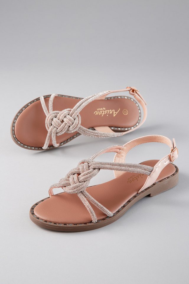 Aniston SHOES Sandale Sommerschuh, Riemchensandale mit Glitzerdetails - NEUE KOLLEKTION (beige)