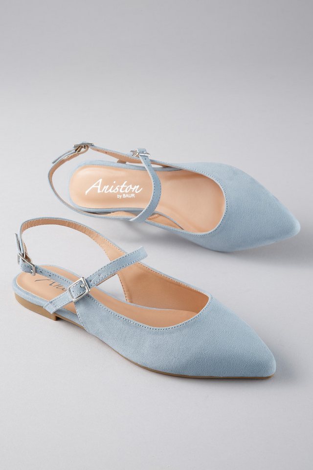 Aniston SHOES Flat, Sommerschuh, Riemchensandale - schmale Form (blau)