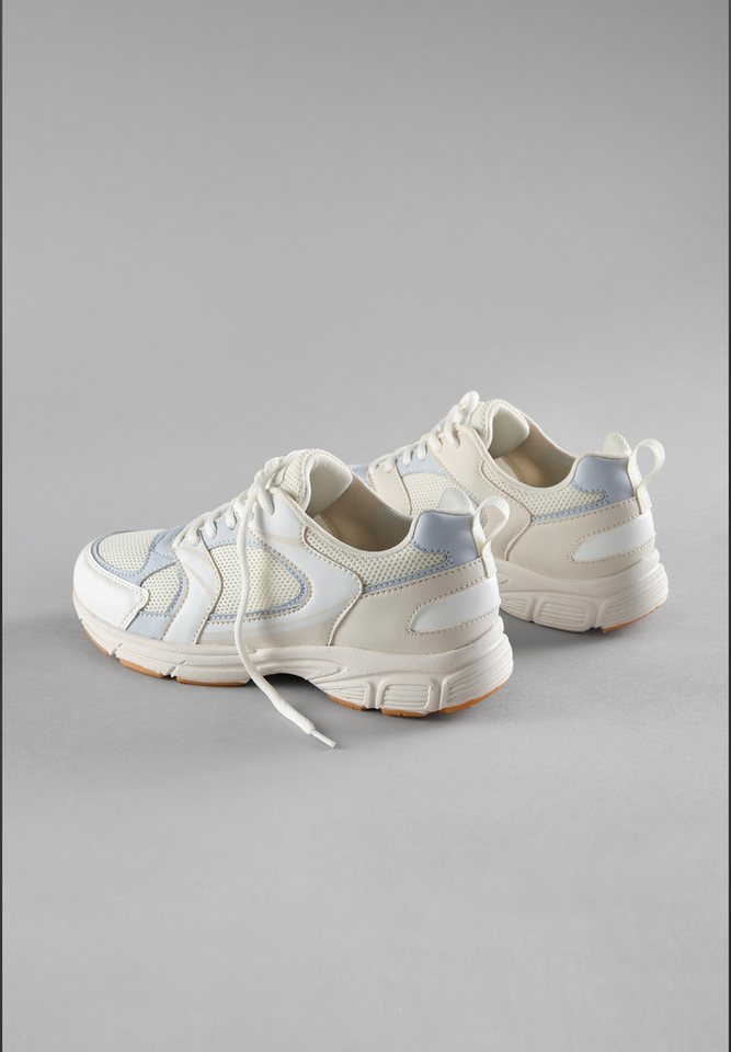 Aniston SHOES Sneaker, Freizeitschuh, Halbschuh, Schnürschuh - NEUE KOLLEKTION (beige/blau)