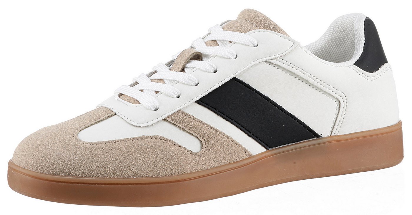Aniston SHOES Sneaker Freizeitschuh, Halbschuh, Schnürschuh - NEUE KOLLEKTION (beige/schwarz/weiß)