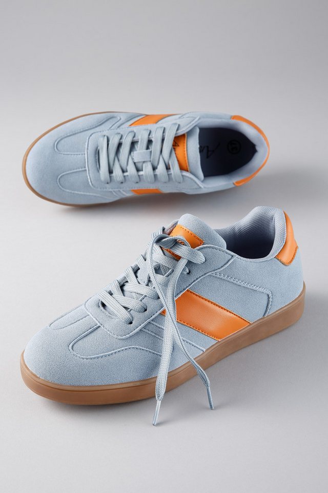 Aniston SHOES Sneaker Freizeitschuh, Halbschuh, Schnürschuh im Retro-Look (blau/orange)