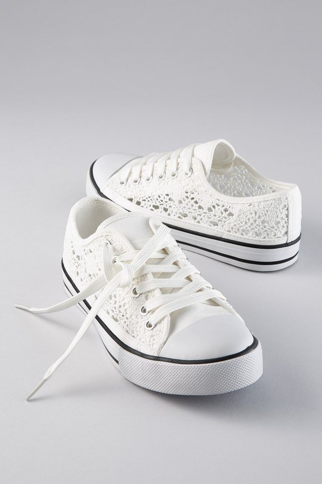Aniston SHOES Sneaker Schnürschuh, Freizeitschuh in Häkeloptik - NEUE KOLLEKTION (weiß)