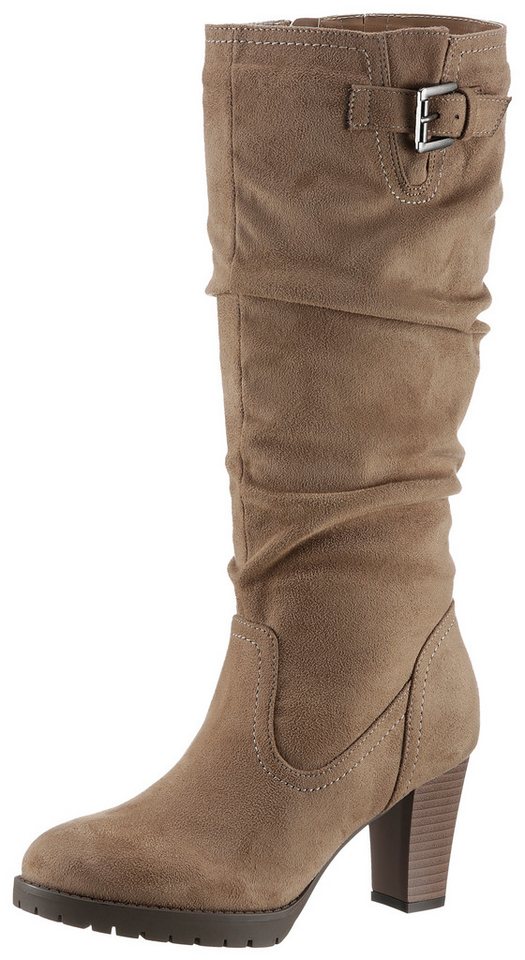 Aniston SHOES Stiefel mit Raffungen am slouchy Schaft - NEUE KOLLEKTION (beige)