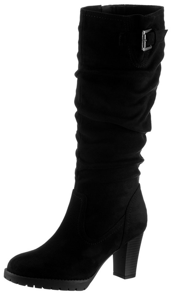 Aniston SHOES Stiefel mit Raffungen am slouchy Schaft - NEUE KOLLEKTION (schwarz)