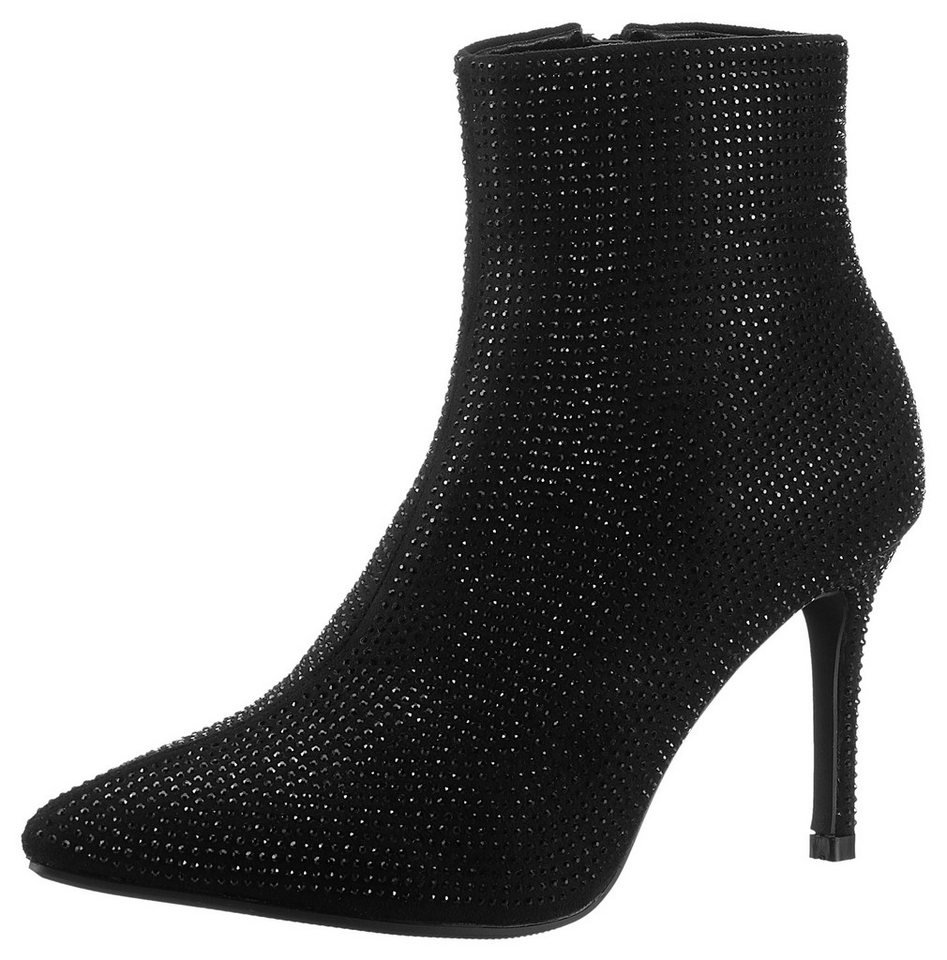 Aniston SHOES Stiefelette, Abendstiefelette mit Glitzersteinchen - NEUE KOLLEKTION (schwarz)