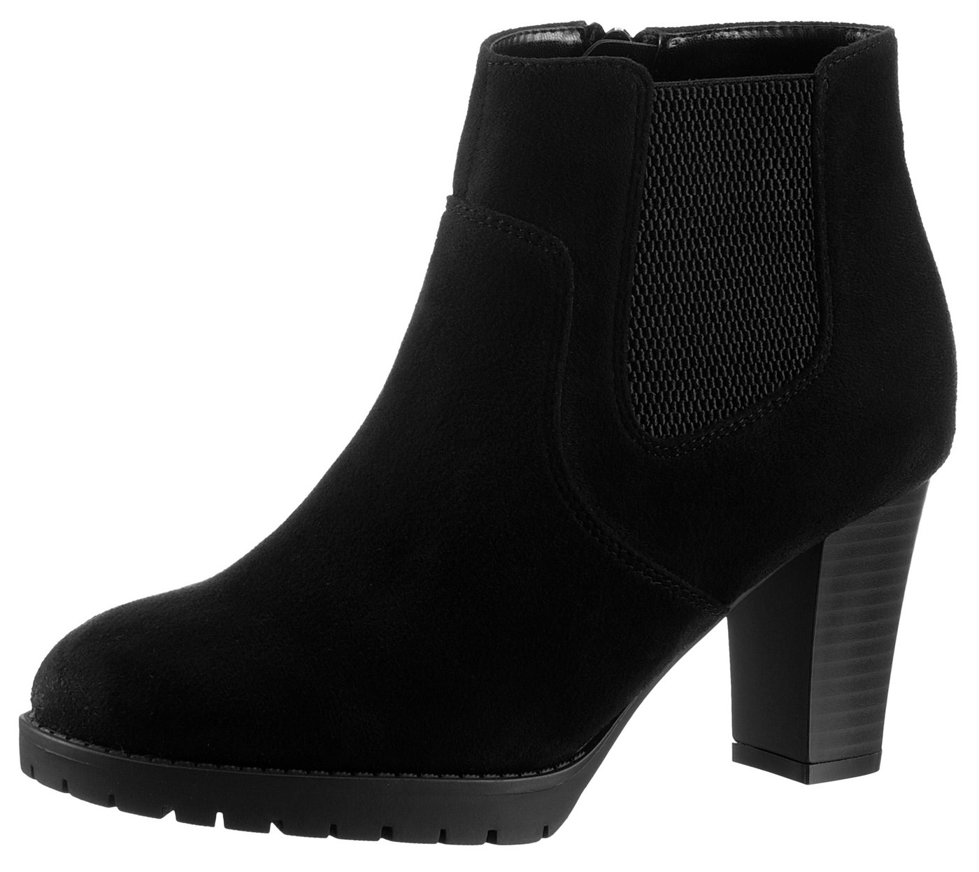Aniston SHOES Stiefelette, Ankleboots mit seitlichem Stretcheinsatz - NEUE KOLLEKTION (schwarz)
