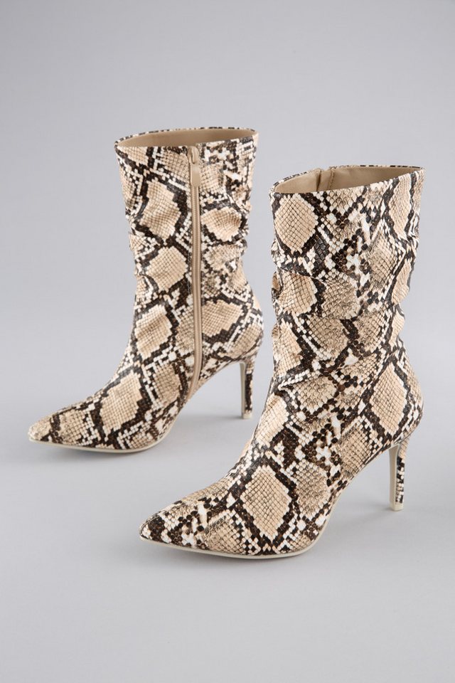 Aniston SHOES Stiefelette mit Raffungen am slouchy Schaft - NEUE KOLLEKTION (beige/braun)