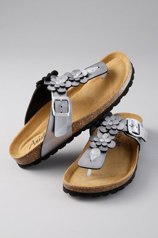 Aniston SHOES Zehentrenner Sommerschuh, Strandschuh, Hausschuh - NEUE KOLLEKTION (silber)