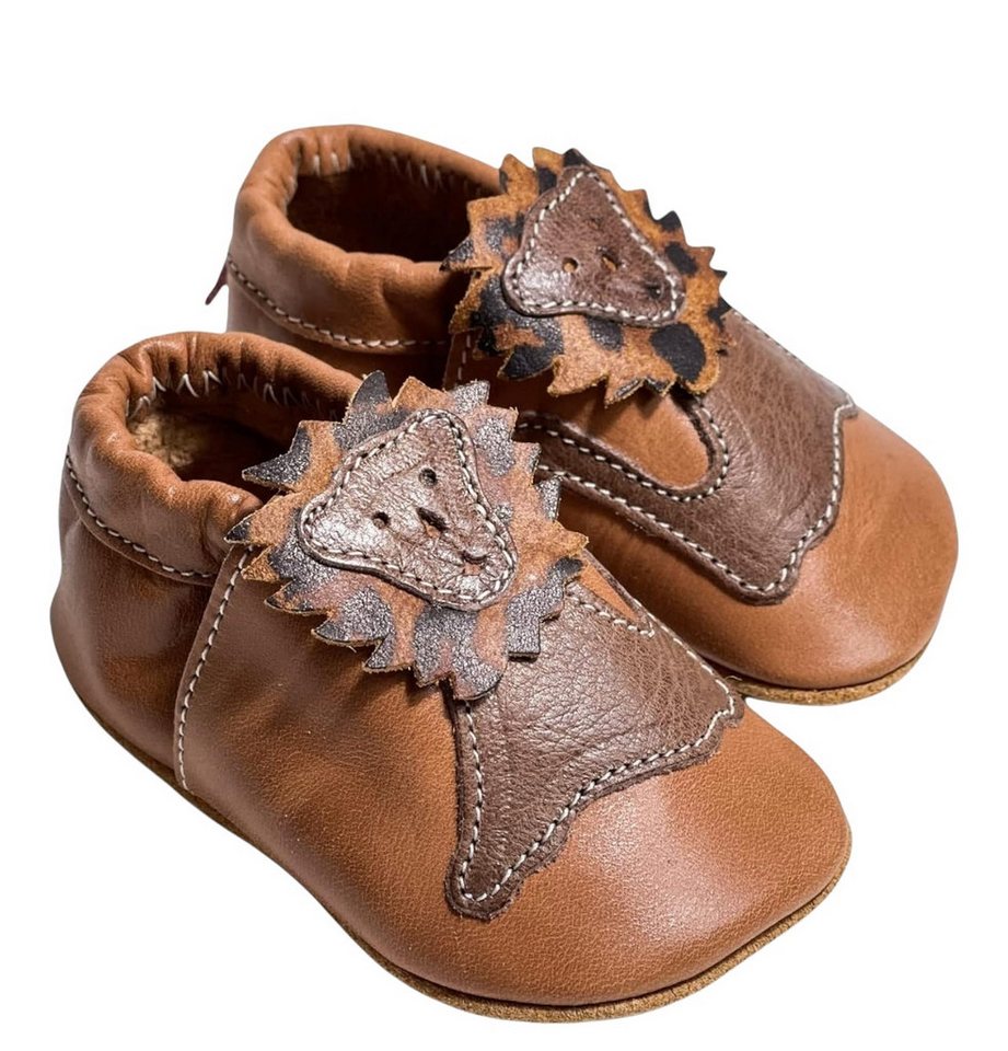 Anna und Paul Leo Krabbelschuh (1-tlg) Krabbelschuh mit Löwenmotiv, weichem Leder und elastischem Gummiband