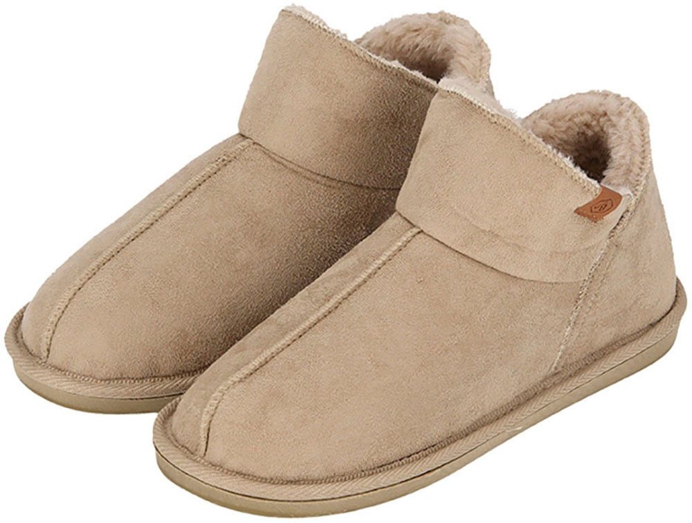 Apollo LADIES HOME BOOTS SUEDE Hausschuh mit Logoprägung und kuscheligen, wärmenden Innenfutter (beige)