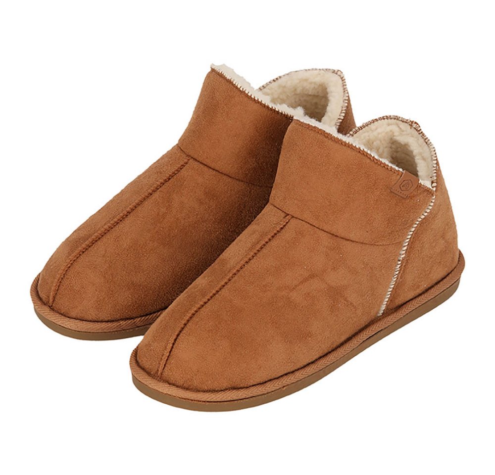 Apollo LADIES HOME BOOTS SUEDE Hausschuh mit Logoprägung und kuscheligen, wärmenden Innenfutter (braun)