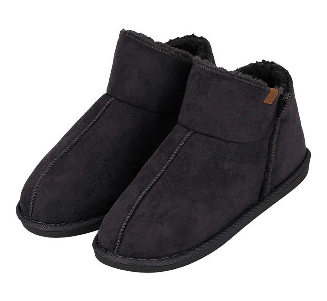 Apollo LADIES HOME BOOTS SUEDE Hausschuh mit Logoprägung und kuscheligen, wärmenden Innenfutter (grau)