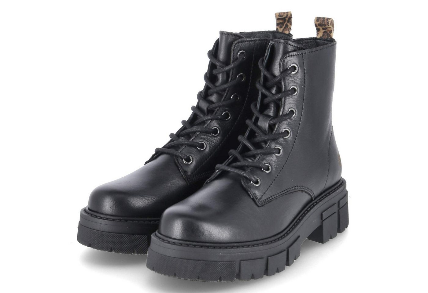 Apple of Eden CASTLE 1.1 Damen Glattleder schwarz Schnürstiefel