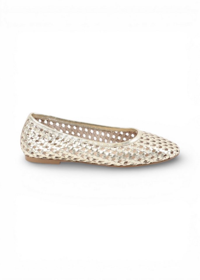 Apple of Eden DASHA Ballerina Geflochtenes Obermaterial aus Leder mit atmungsaktivem Design (CHAMPAGNE)