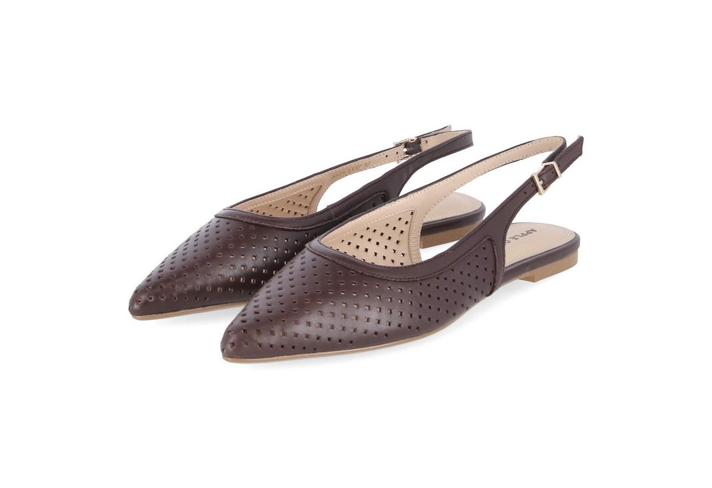 Apple of Eden DEEN 87 tdm Damen Glattleder brown Slingpumps