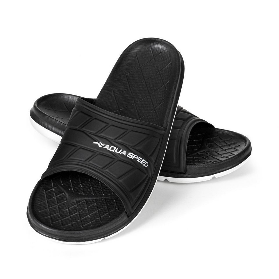 Aqua Speed ASPEN Badelatschen + kl. Fasertuch Duschsandalen Badeschlappen Badepantolette