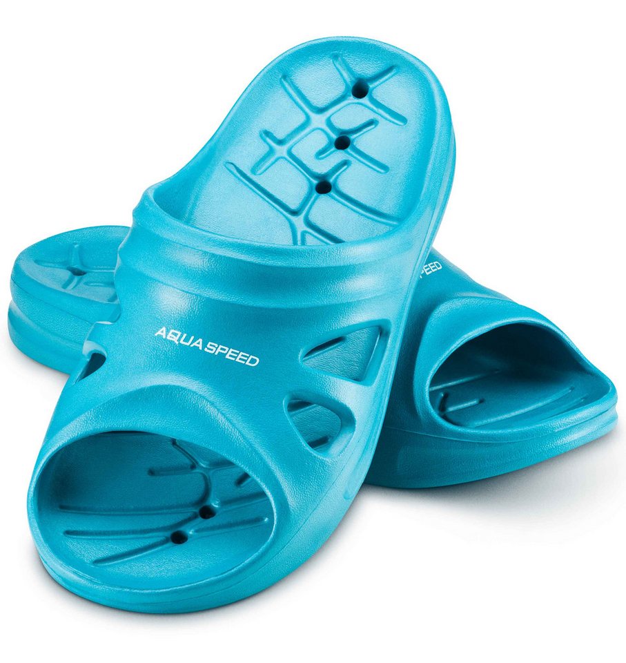 Aqua Speed Badelatschen FLORIDA + Mikrofaserhandtuch Damen Herren Kinder Badepantolette