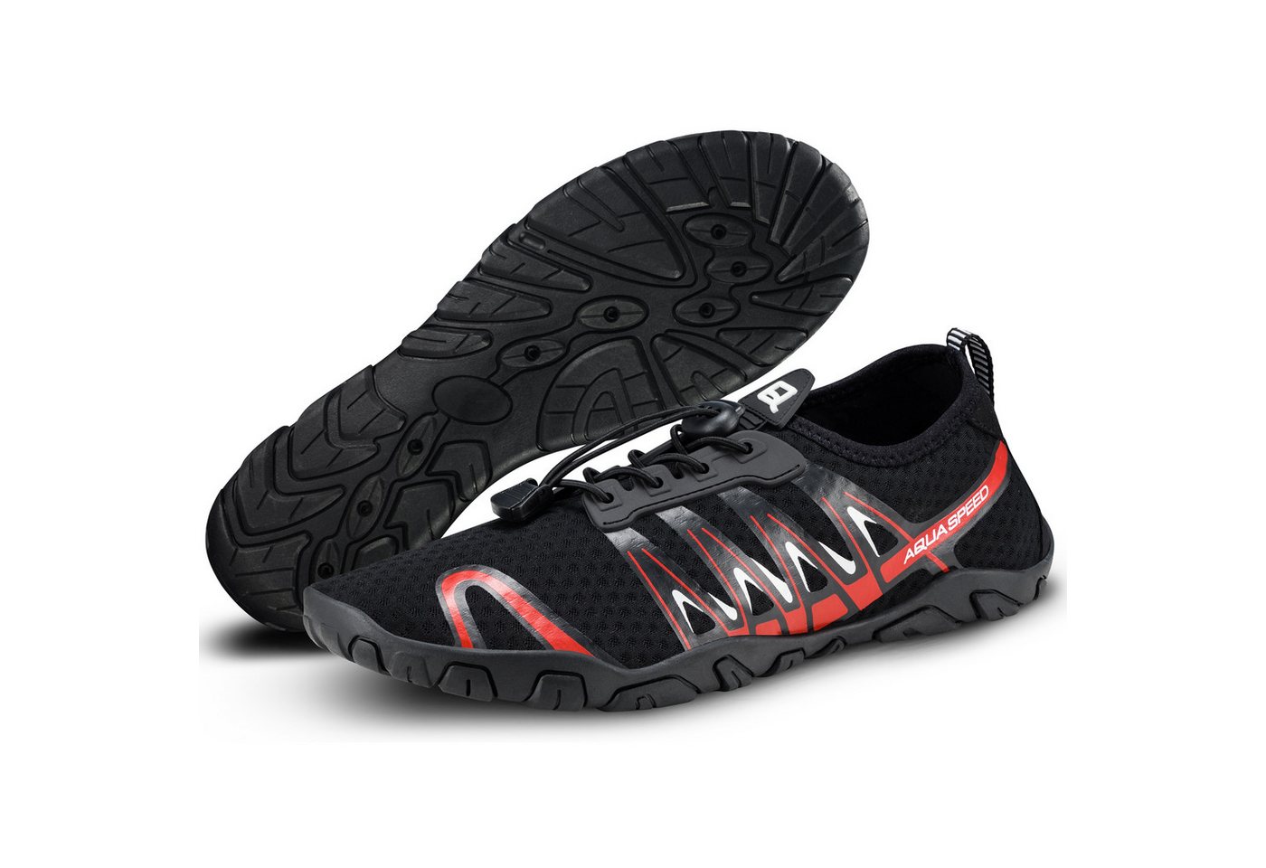 Aqua Speed Gekko Wasserschuhe Gr. 45 – Schwarz/Rot mit Handtuch-Set Wasserschuh (Ideal für SUP, Strand & Therme – bequem & schnelltrocknend) Ideal für Pool, Steg & Sauna – schnell trocken & trittsicher