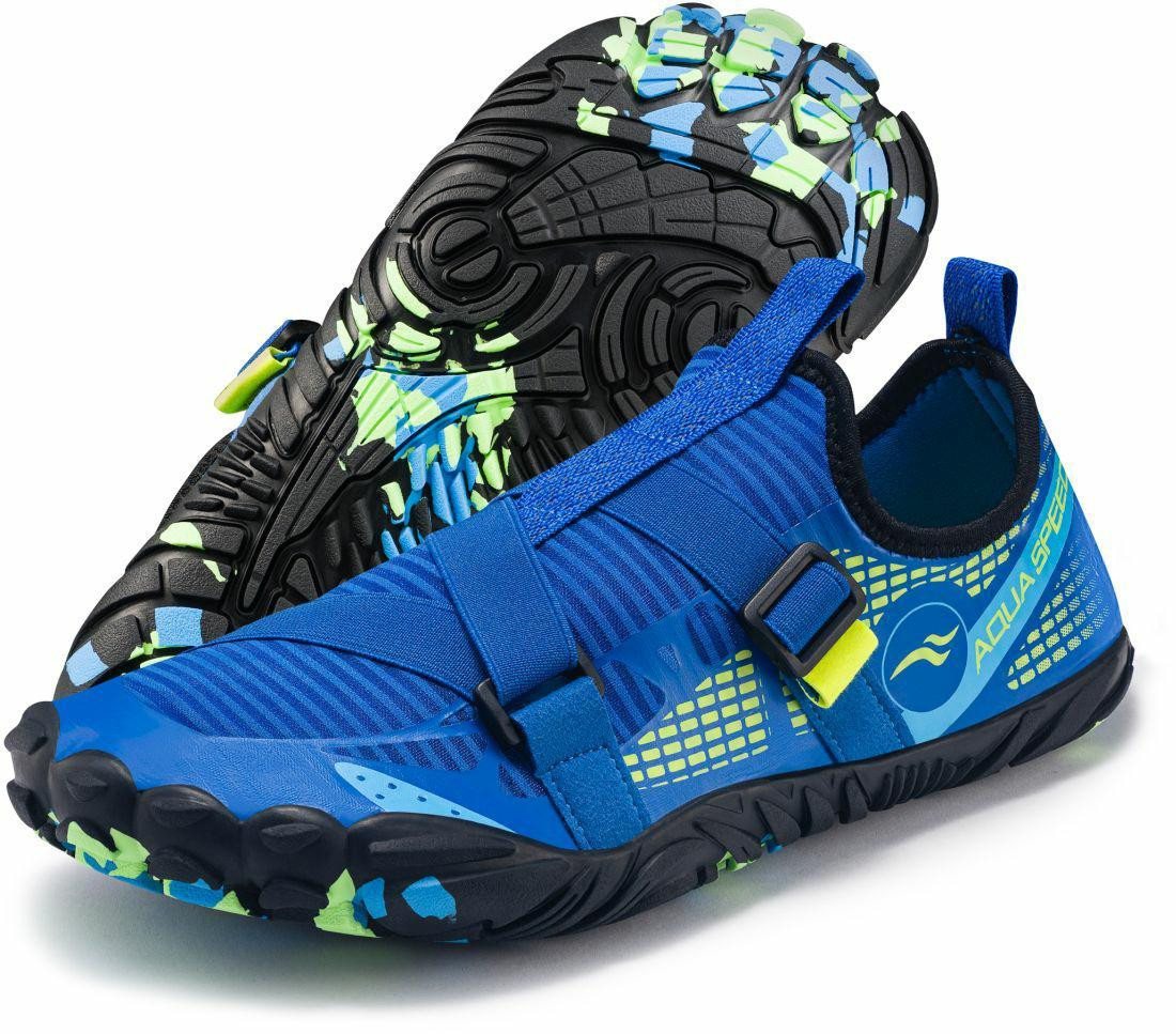 Aqua Speed LACERTO Schwimmschuhe Gr. 45 – Blau/Hellblau + Handtuch Wasserschuh (Modische Wasserschuhe – für Strand, Pool & Alltag) Schützt vor heißem Sand & scharfem Untergrund am Strand