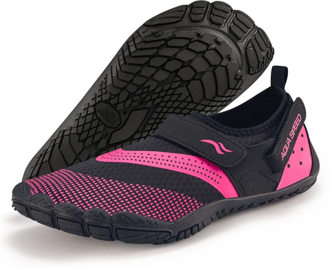 Aqua Speed Bequeme Aqua Sneaker AGAMA Gr. 37 – Schwarz/Pink + Handtuch Wasserschuh (Aqua Sneaker für Damen – komfortabel bei See, Strand & Pool) Elastisch & formstabil – Trocknet schnell & bleibt geruchsneutral
