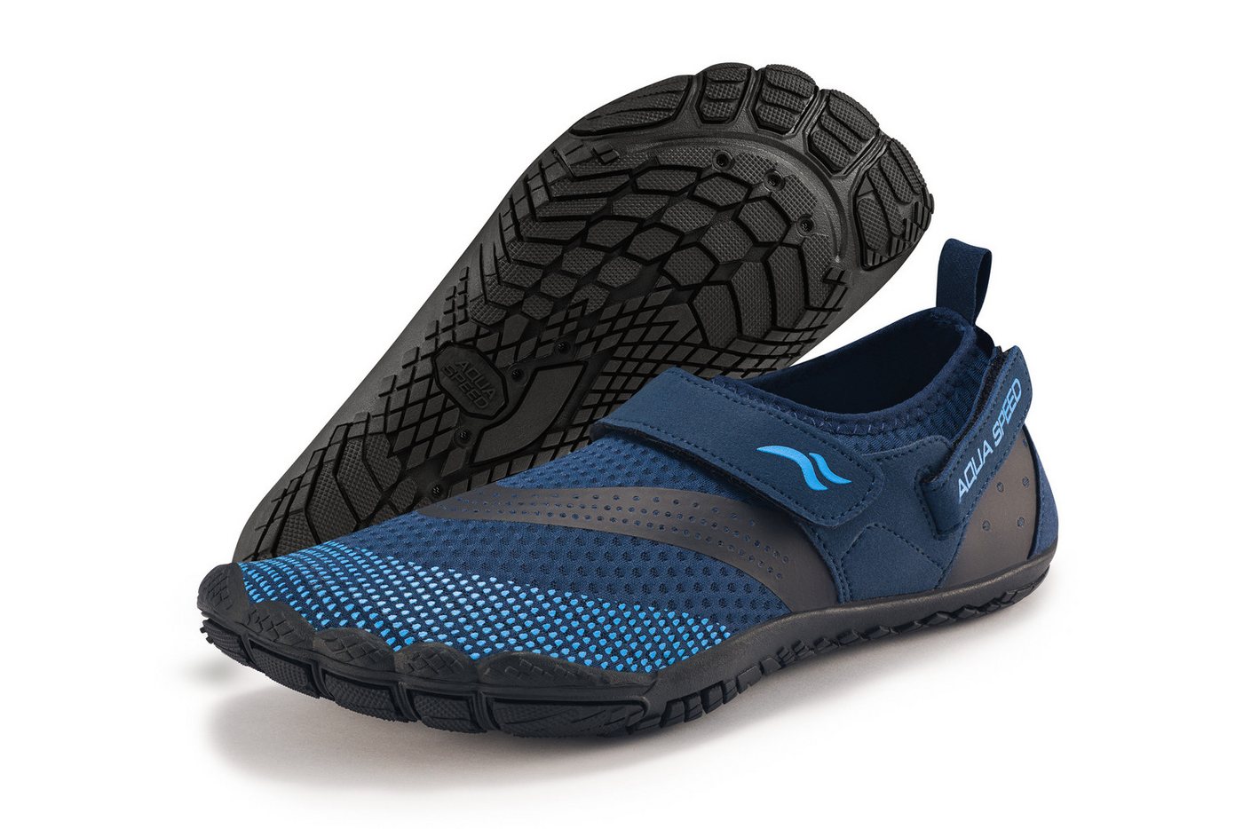 Aqua Speed Wasserschuhe AGAMA Gr. 45 – Navy/Schwarz/Hellblau + Handtuch Wasserschuh (Aquaschuhe für Herren – modern, sicher & ideal für Sommerurlaub) Robustes Obermaterial – Langlebig trotz häufiger Nutzung