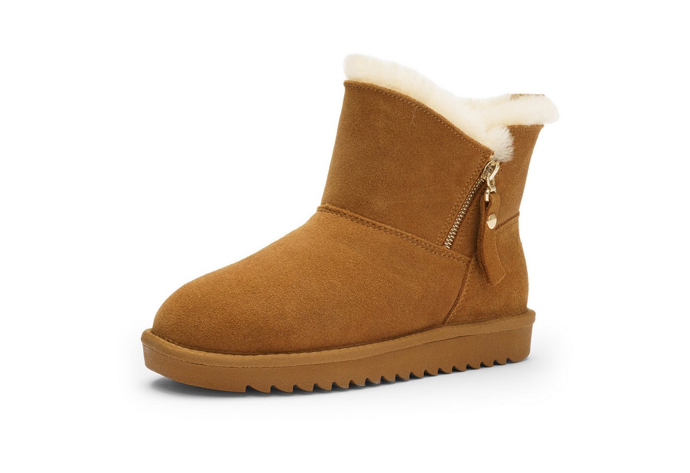 Ara ALASKA Short Zip Winterboots Stiefel aus echtem Lammfell mit Reißverschluss, G-Weite (weit) (braun)