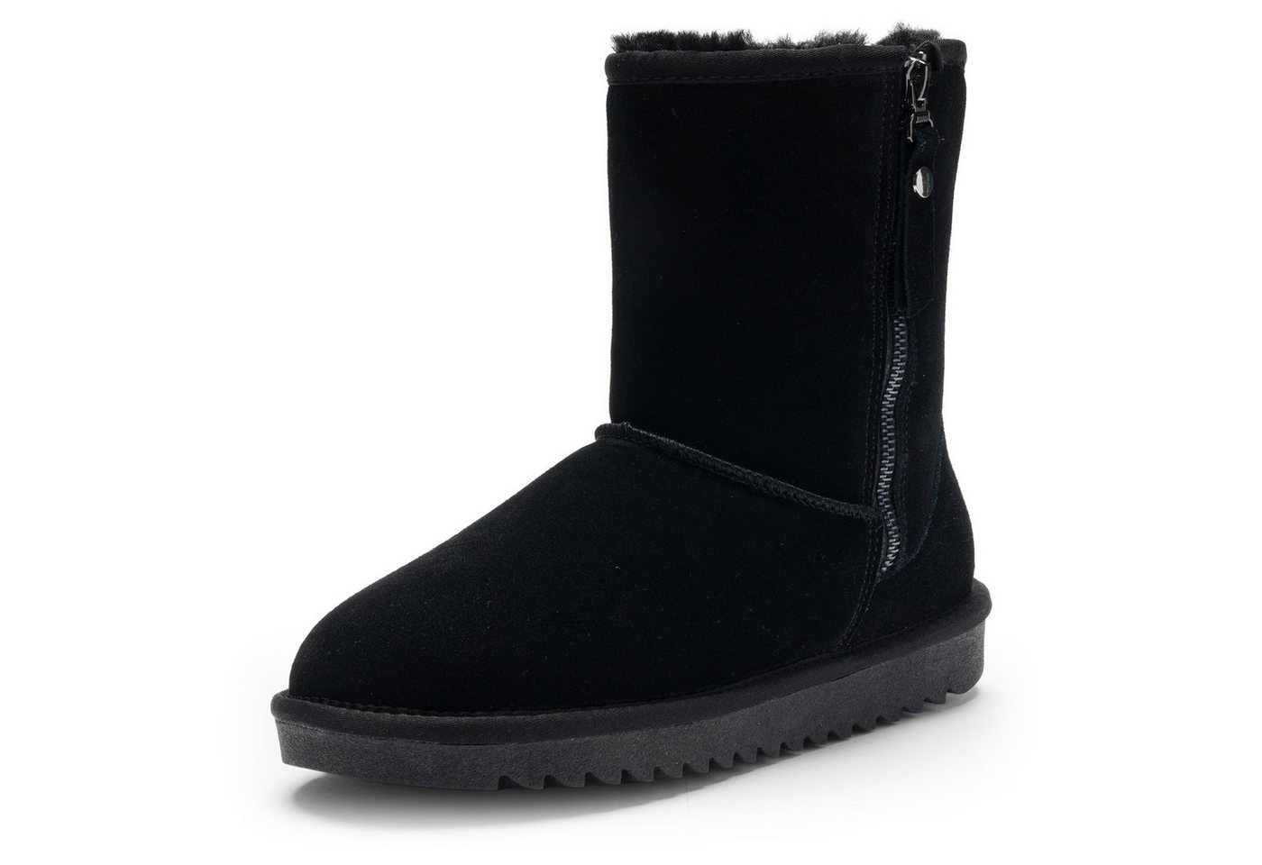 Ara ALASKA Zip Winterboots Schlupfboots, Plateauboots mit Lammfellfutter (schwarz)
