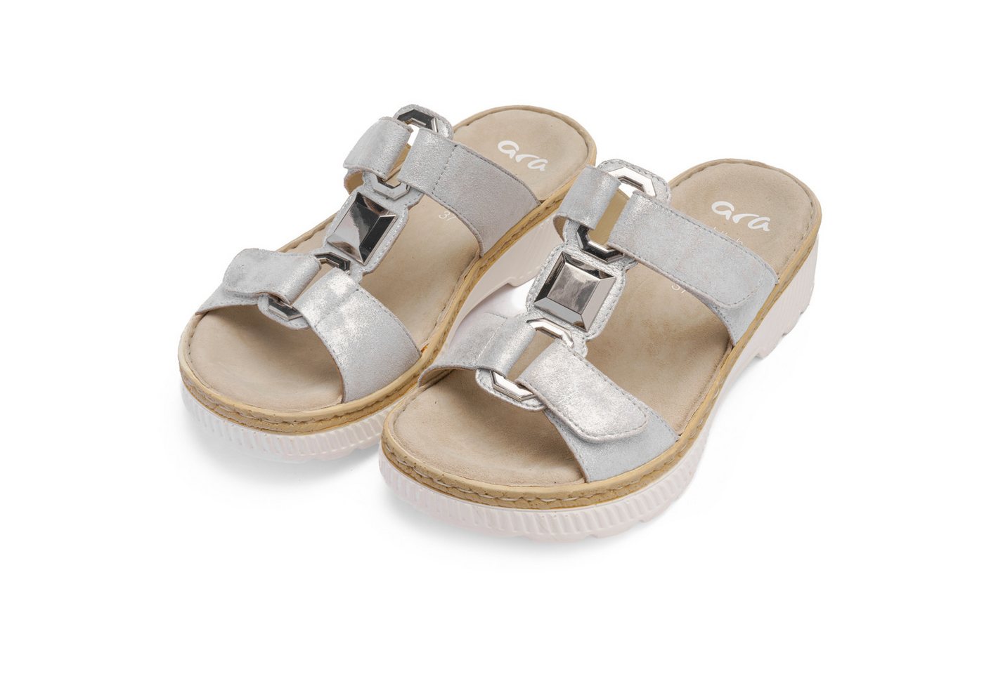 Ara CAPRI Pantolette, Plateau, Sandale, Sommerschuh in Weite G (weit) (silber)