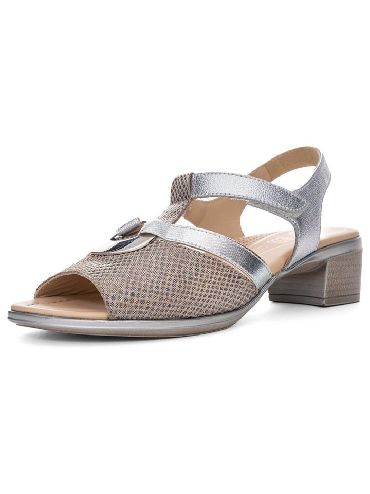Ara Damen Sandalette Lugano Sandale (beige/silber)