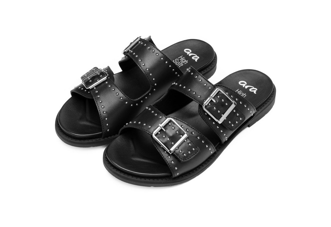 Ara ELBA Pantolette Blockabsatz, Schlupfschuh mit kleinen Nieten verziert, G-Weite (weit)