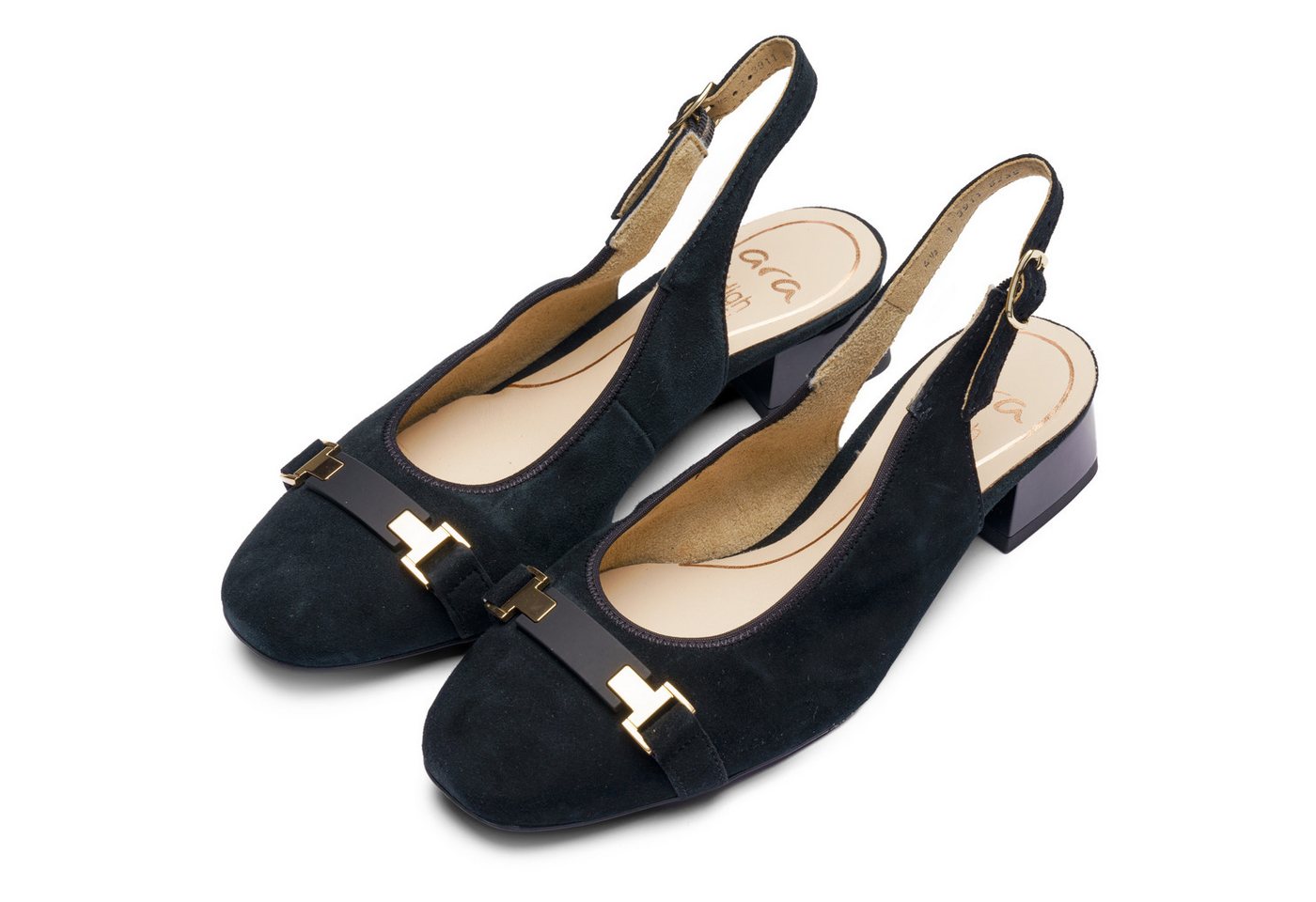 Ara GRAZ Slingpumps, Blockabsatz, Businessschuh, mit verstellbarer Schnalle, H-Weite (schwarz)