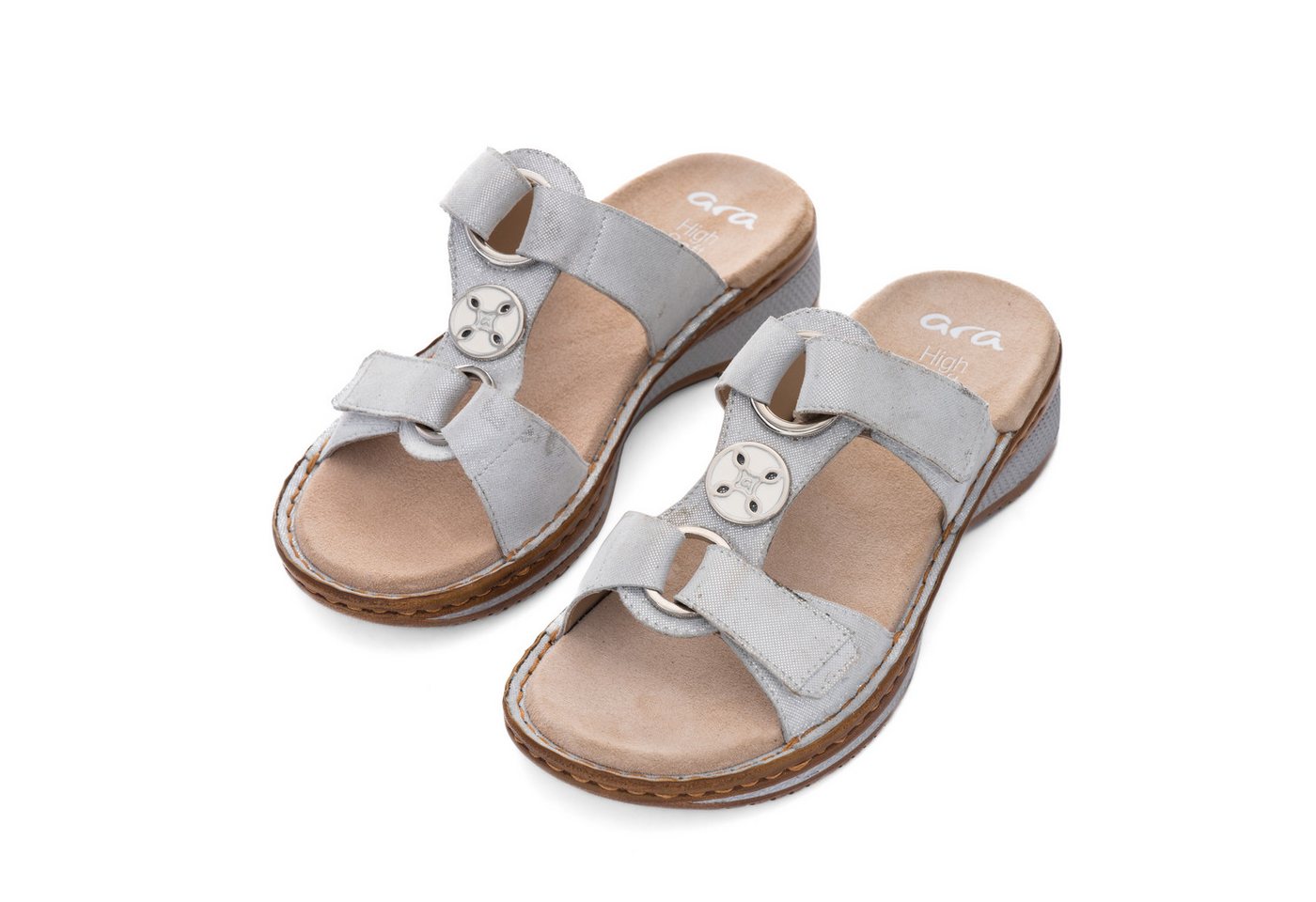 Ara HAWAII Pantolette, Keilabsatz, Sommerschuh, Schlupfschuh mit Schmuckelement (weiß)