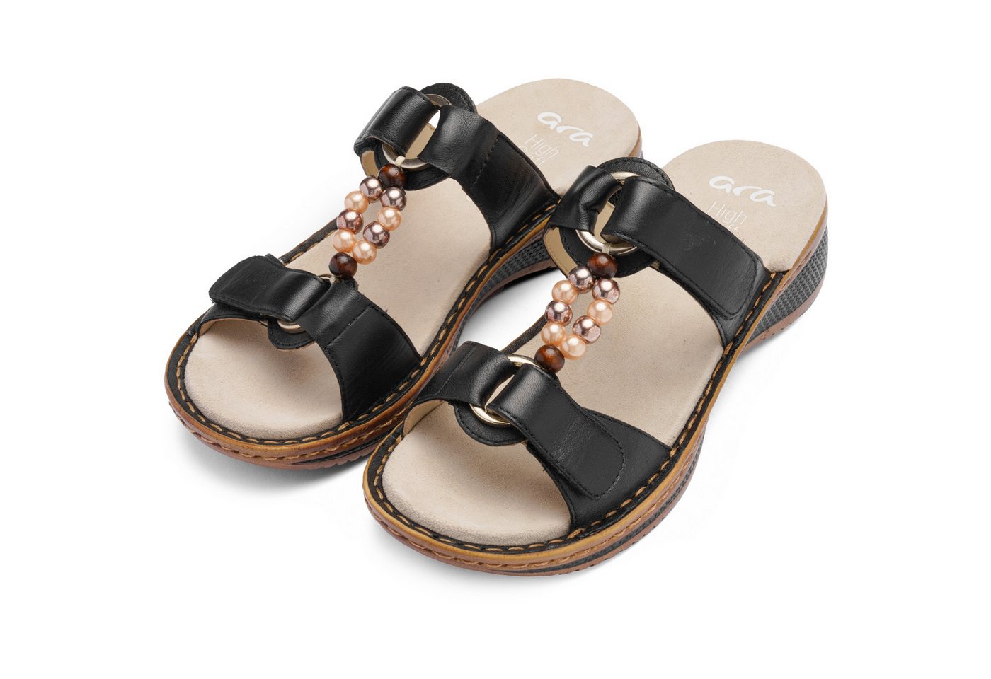 Ara HAWAII Pantolette Schlupfschuh, Komfortschuh mit Klettverschlüsse, G-Weite (schwarz)