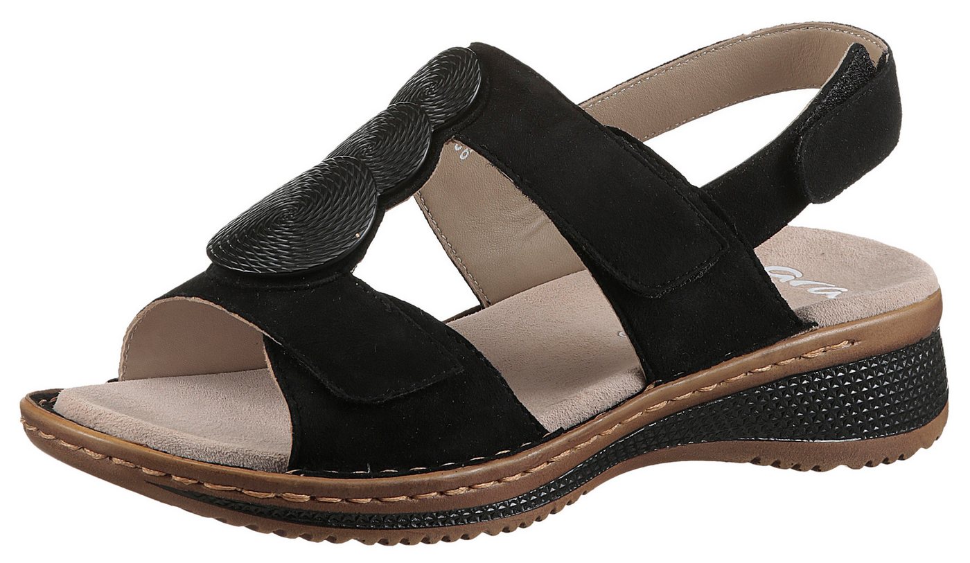 Ara HAWAII Sandale, Sommerschuh, Sandalette, Keilabsatz, in Bequemweite G (weit) (schwarz)