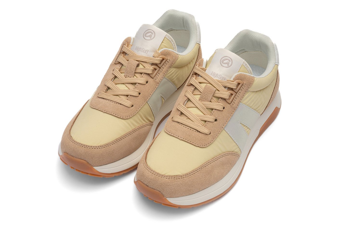 Ara MALIBU Sneaker Freizeitschuh, Halbschuh, Schnürschuh in Komfortweite H (sehr weit) (gelb/beige/weiß)