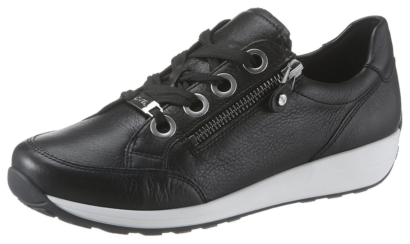 Ara OSAKA Sneaker Freizeitschuh, Halbschuh, Schnürschuh in bequemer Schuhweite G (schwarz)