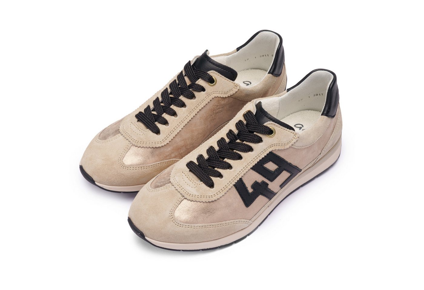 Ara PORTOFINO Sneaker Freizeitschuh, Halbschuh, Schnürschuh in Bequemweite G 1/2 (weit) (beige/schwarz)