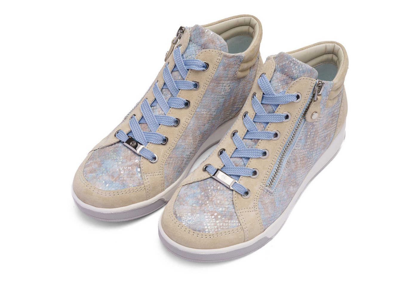 Ara ROM Sneaker, Freizeitschuh, High-Top-Sneaker, Schnürschuh in Schuhweite G (weit) (beige/blau)