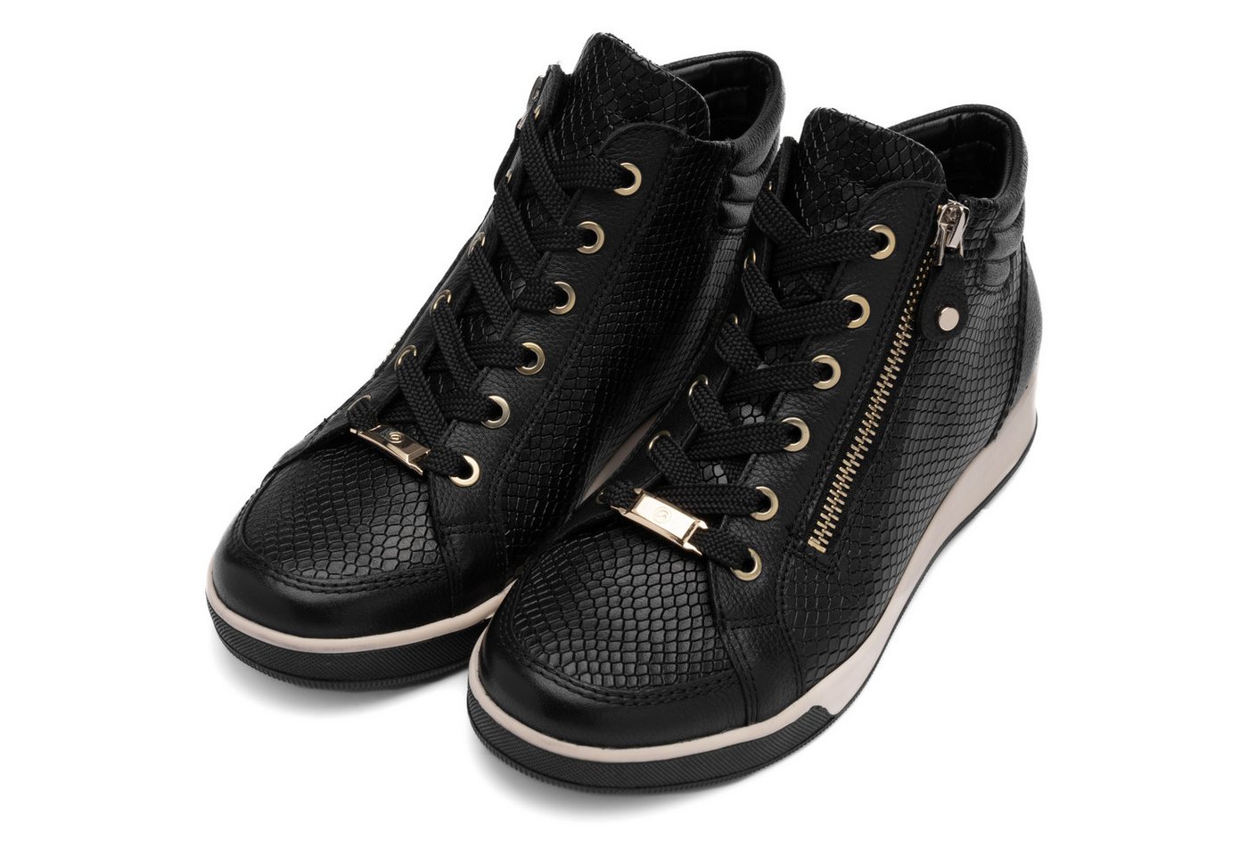 Ara ROM Sneaker, Freizeitschuh, High-Top-Sneaker, Schnürschuh in Schuhweite G (weit) (schwarz)
