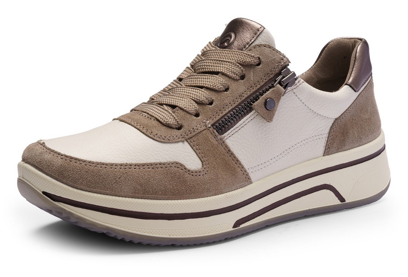 Ara SAPPORO Sneaker, Freizeitschuh, Halbschuh, Schnürschuh in Komfortweite H = sehr weit (beige)
