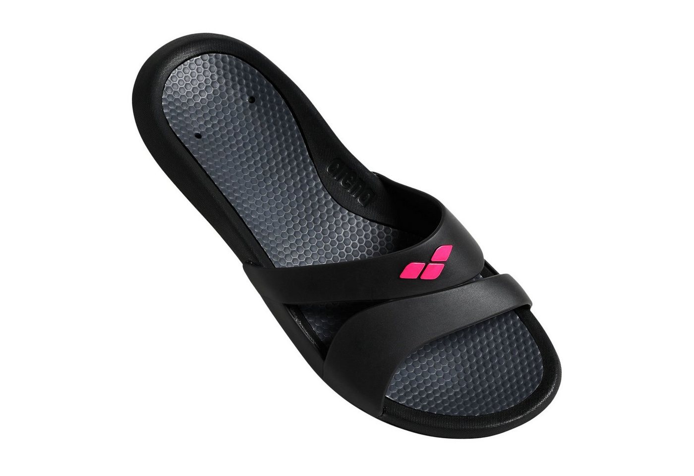 Arena Nina Badepantolette mit texturierten Fußbett (schwarz/grau)