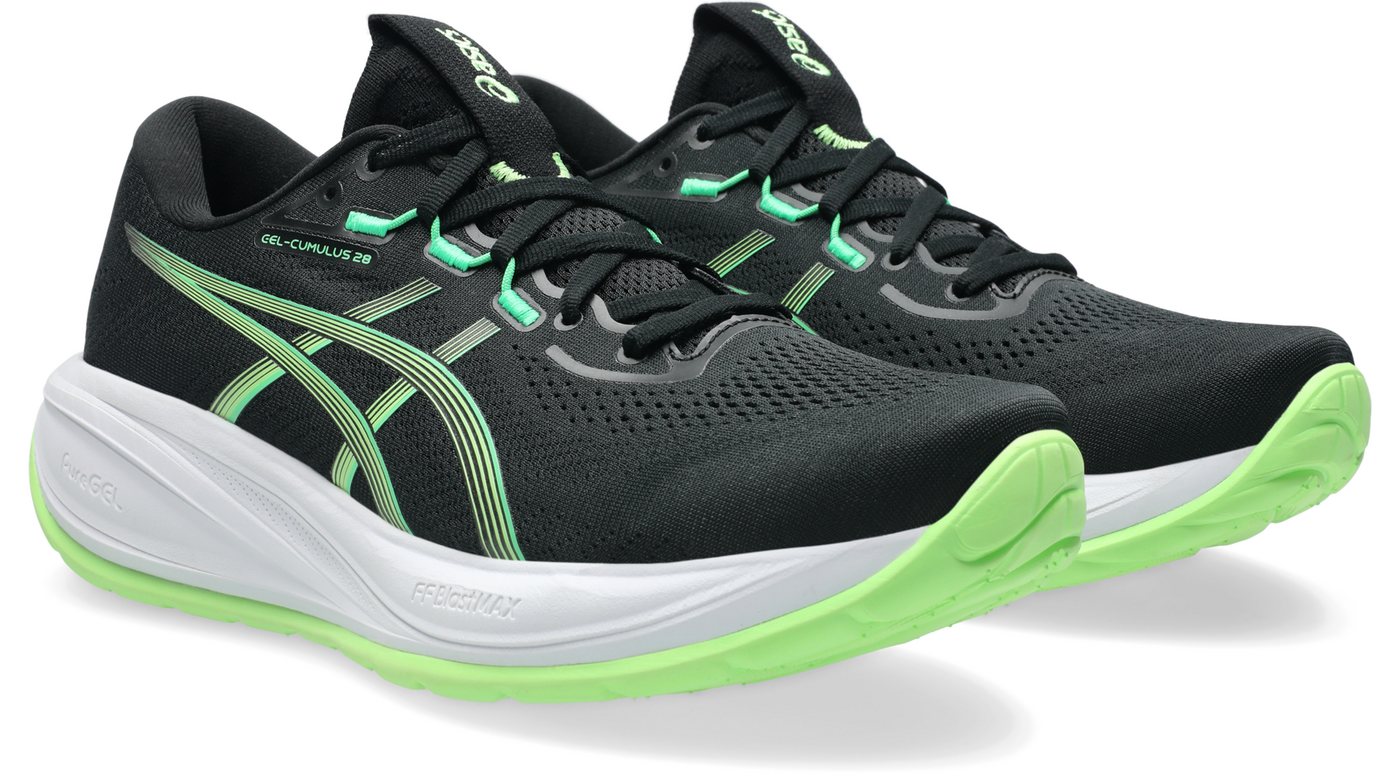 ASICS GEL-CUMULUS 28 Laufschuh mit PureGEL Dämpfung, mit FF BLAST MAX Mittelsohlen-Foam (schwarz/grün)